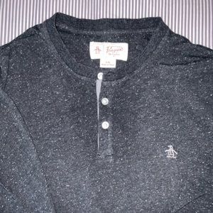 Mens Penguin Henley Black Large
